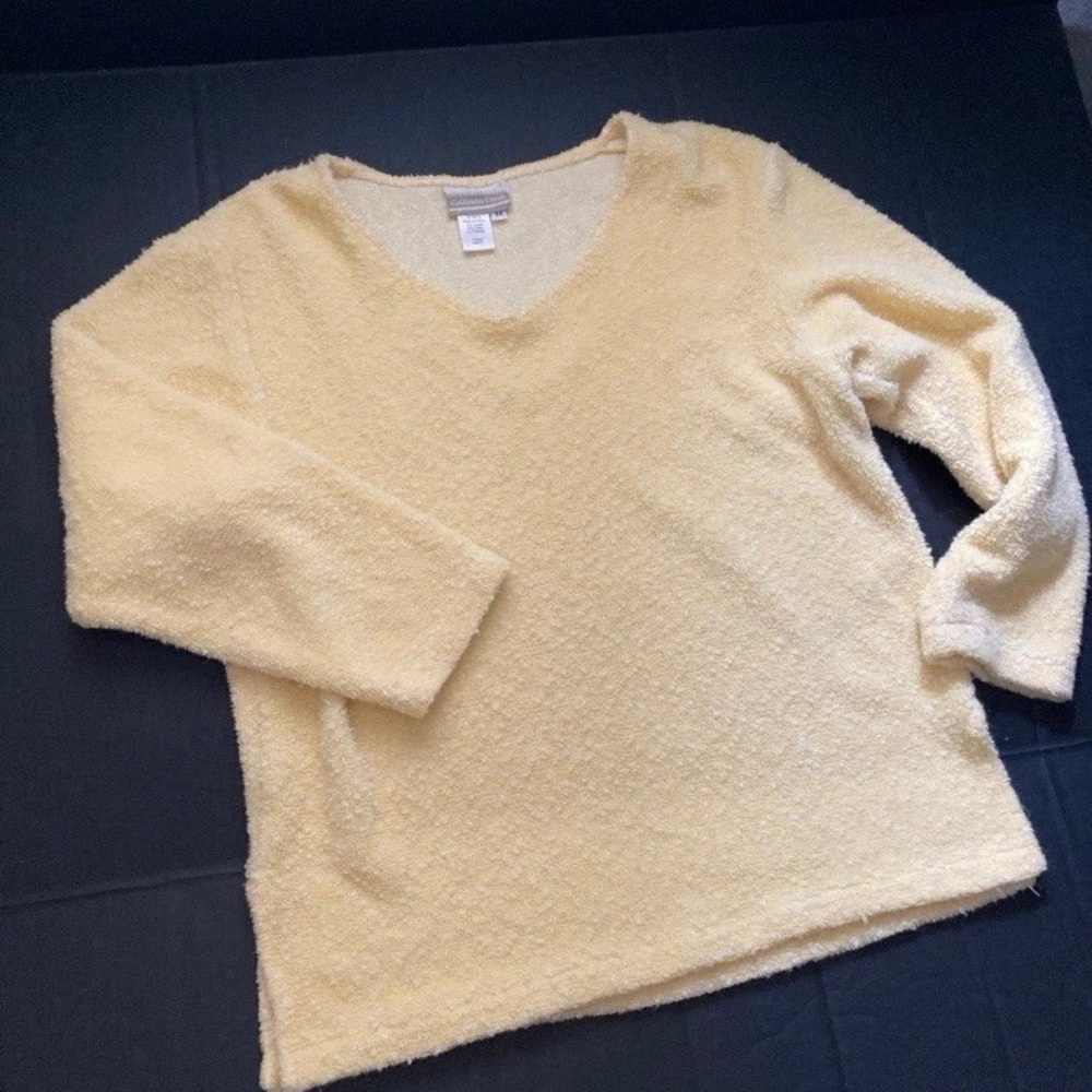 Coldwater Creek Soft Yellow V-Neck Sweater